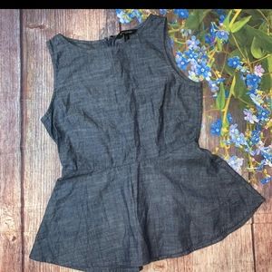 Banana Republic Women's Charcoal Gray Peplum Top Size 0P Petite 100% Cotton